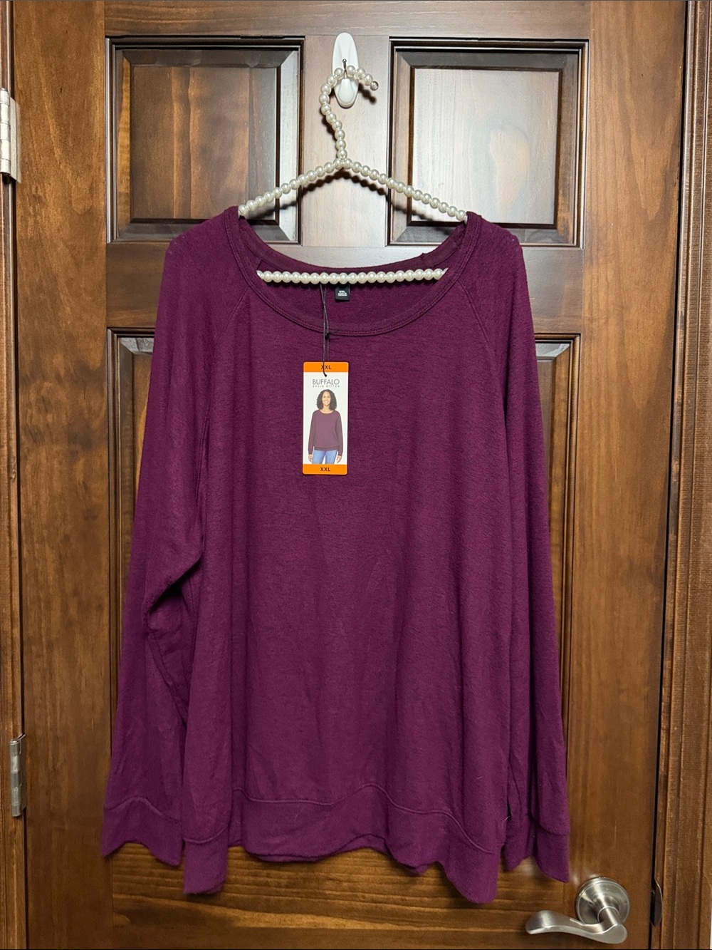 Buffalo David Bitton Plum Long Sleeve Scoop Neck Top